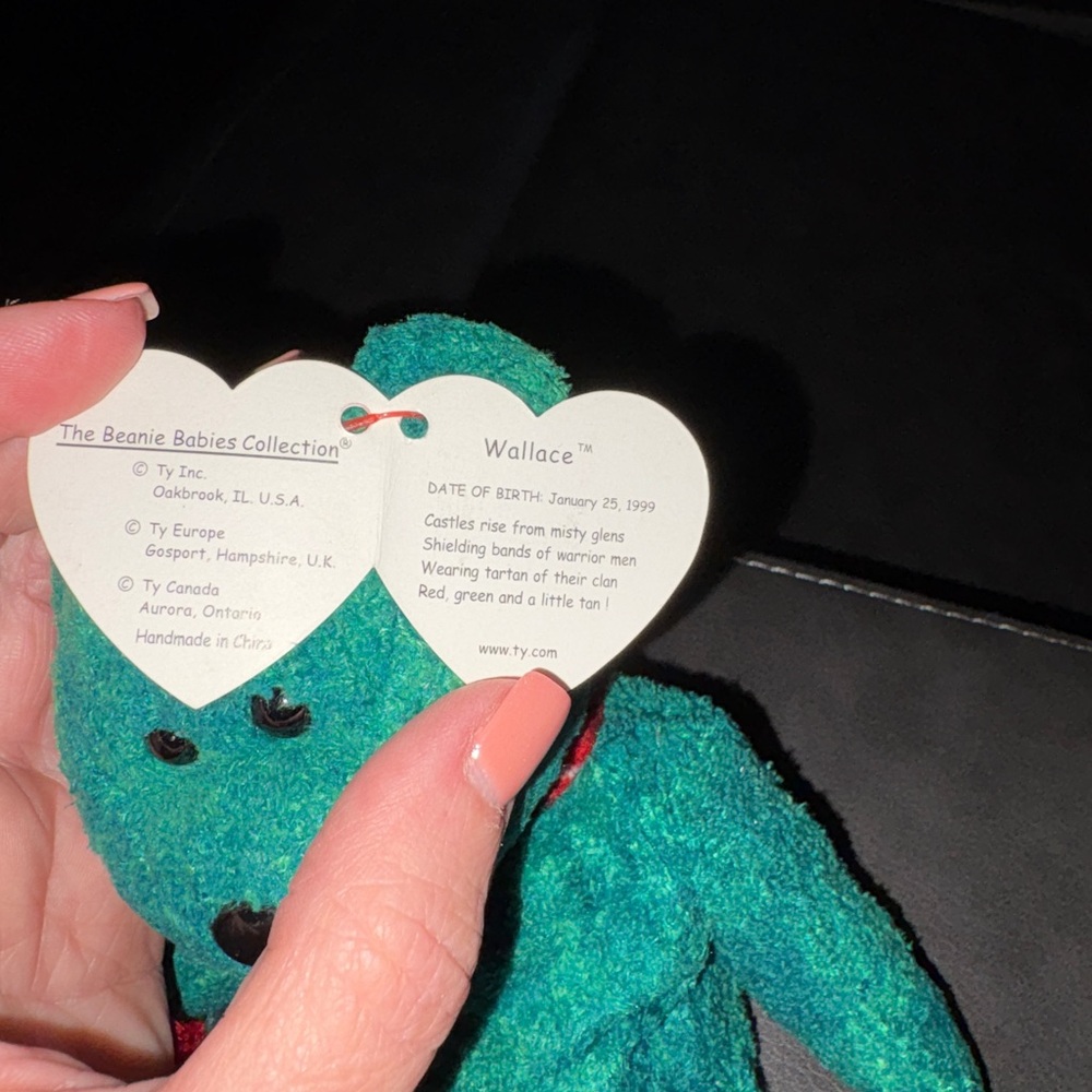 Ty Green Bear with Red Ribbon